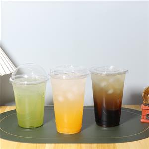 Custom Logo Clear PET Disposable Plastic Cold Drink Coffee Ice Cream Glass Cup Disposable With Lids Polyethylene Terephthalate Cylinder