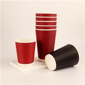 Environmental Custom Printed Insulated 14oz Disposable 400ml etc Ripple Wall Beverage Paper Cup with Lids paper coffee cup