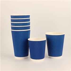 Custom logo 14oz Ripple Wall Hot Drink Disposable Ripple Wall Portable Coffee Paper Cup With Lids Double-Wall Cup