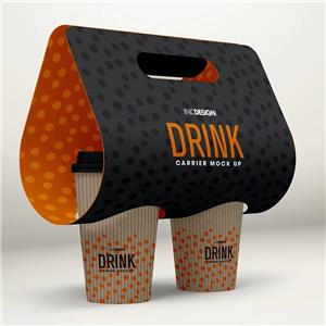 Custom Made Take Away Drink Coffee Paper Cup Carrier Disposable Paper Coffee Cup Holder Multi-Drink Carrier