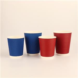 Custom logo 14oz Ripple Wall Hot Drink Disposable Ripple Wall Portable Coffee Paper Cup With Lids Takeaway Coffee Cup