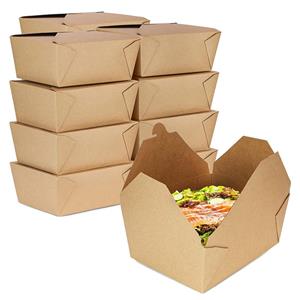 Custom Logo Printing Leakproof Takeaway Boxes Food Grade Take Out Kraft Paper Food Packaging Box Food-to-go Box