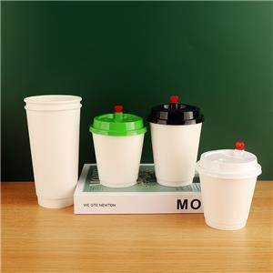 Custom logo Biodegradable 12oz Double-wall Paper Coffee Cups for High-quality Cafes Premium Beverage Container