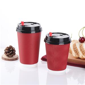 Red Environmentally Friendly Practical Thickened Heat-insulated Biodegradable Corrugated Paper Cup Barista's Cup