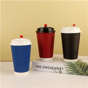 Custom logo 16oz Ripple Wall Hot Drink Disposable Ripple Wall Portable Coffee Paper Cup With Lids Comfort-Grip Cup