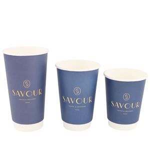 Custom Print logo Set 20oz Take Away Hot Disposable Ripple Double Wall Paper Coffee Cup with Lid Premium-feel Disposable