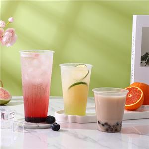 Customizable disposable high transparency plastic cup 90 caliber injection molded transparent/frosted PP plastic cup with lid Disposable plastic cup