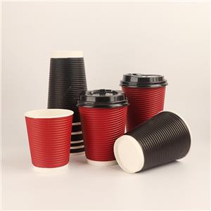Environmental Custom Printed Insulated 14oz Disposable 400ml etc Ripple Wall Beverage Paper Cup with Lids Ripple paper cup