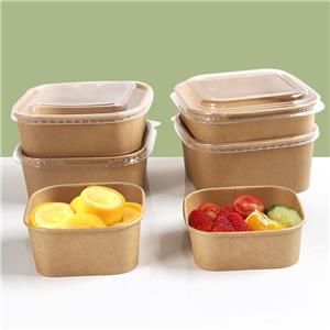 8oz Square Kraft Paper Take Away Salad Bowls 8oz square paper bowl