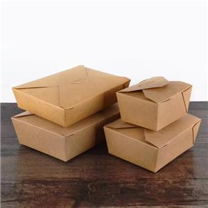 Custom Logo Printing Leakproof Takeaway Boxes Food Grade Take Out Kraft Paper Food Packaging Box Carry-out Box