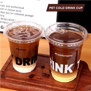 Custom LOGO Print Plastic Cup Disposable Ice Coffee Cold Cup Letter PET Low MOQ With Lids Straws Takeaway Beverage Container