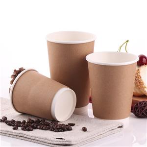 Custom Disposable Kraft Double Wall Paper Tea Coffee Coffe Dispos Takeaway Cup with Lid Premium Takeaway Cup