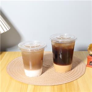 Custom Logo Clear PET Disposable Plastic Cold Drink Coffee Ice Cream Glass Cup Disposable With Lids Takeaway Drinkware