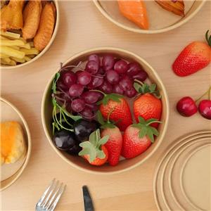 Wholesale Disposable Take Away Kraft Round Paper Bowl for Salad Noodle Soup Fast Food Packaging Salad Server