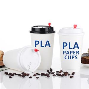 Custom Logo Disposable Double Wall Coffee PLA Paper Cup Waterproof Hot Drink Take Away Cups Biodegradable Serviceware