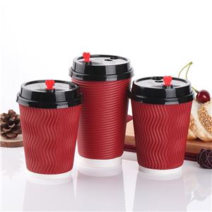 Red Environmentally Friendly Practical Thickened Heat-insulated Biodegradable Corrugated Paper Cup Takeaway Coffee Cup