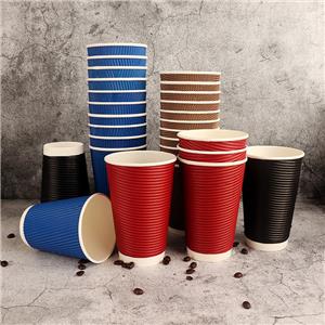 Custom logo 16oz Ripple Wall Hot Drink Disposable Ripple Wall Portable Coffee Paper Cup With Lids Comfort-Grip Cup