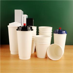Custom Print logo Set 20oz Take Away Hot Disposable Ripple Double Wall Paper Coffee Cup with Lid Structural-insulated Panel Cup