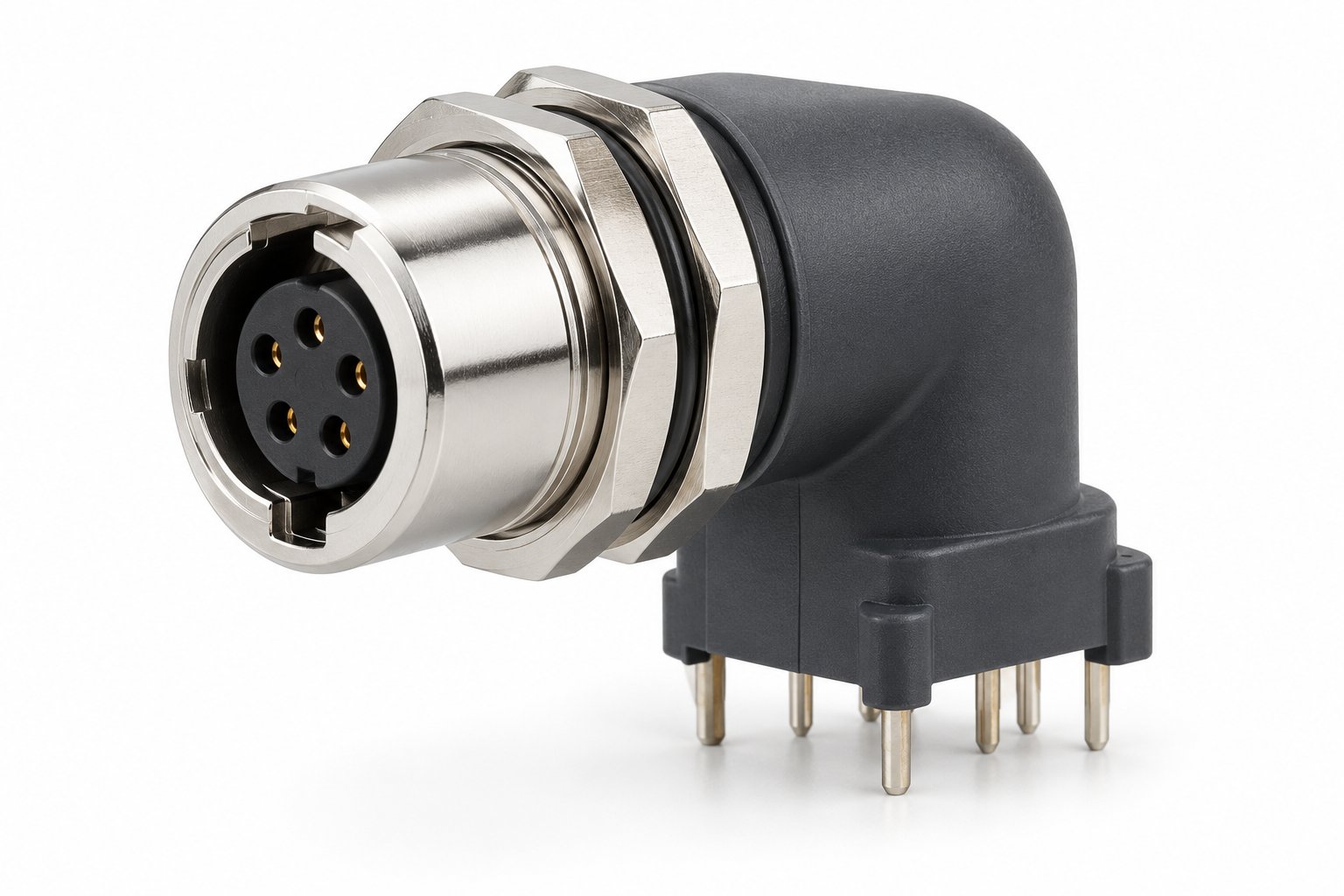 B Series ZXG Double-Nut 90° Elbow PCB Socket