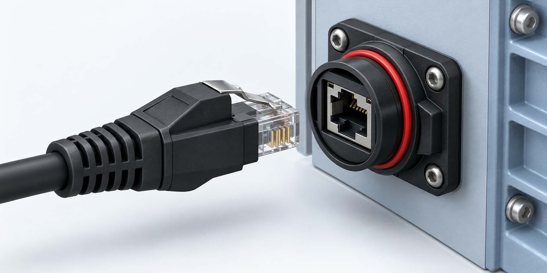 Concept view of a locked and sealed Ethernet connection