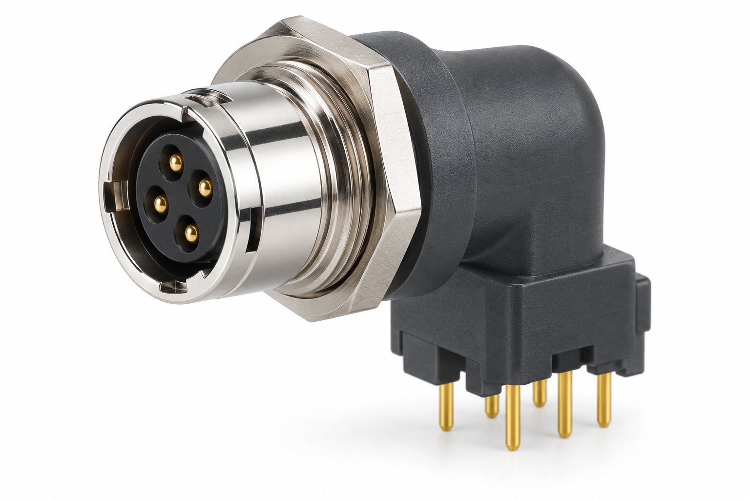 S Series ZXL 90° Elbow PCB Socket with Nut