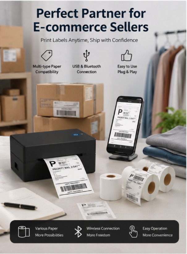 GD-985 Shipping Label Printer for E-commerce Order Fulfillment