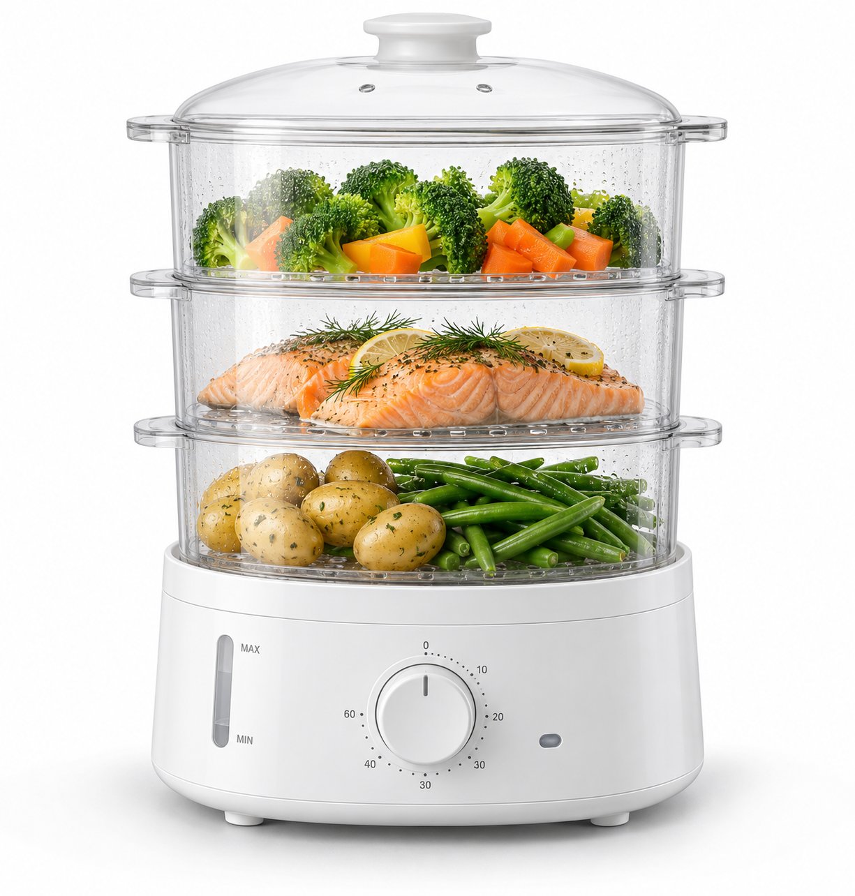 3-Tier 9L Electric Food Steamer with 60-Minute Timer 3 tier electric food steamer