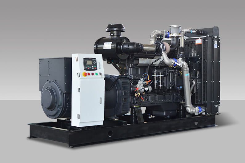 SDEC diesel generator set with radiator, black engine and white control panel