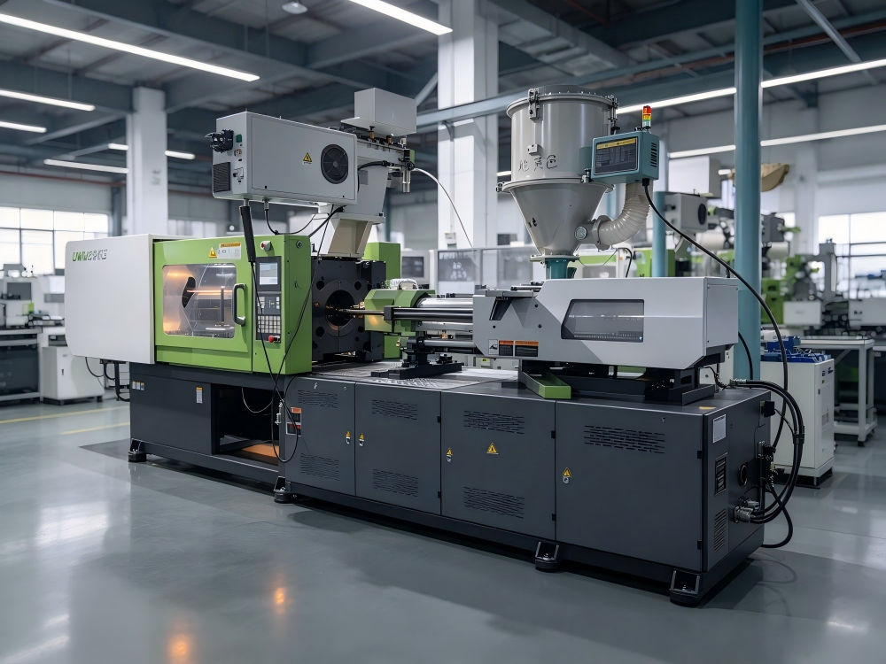 Plastic injection molding machine on the production line