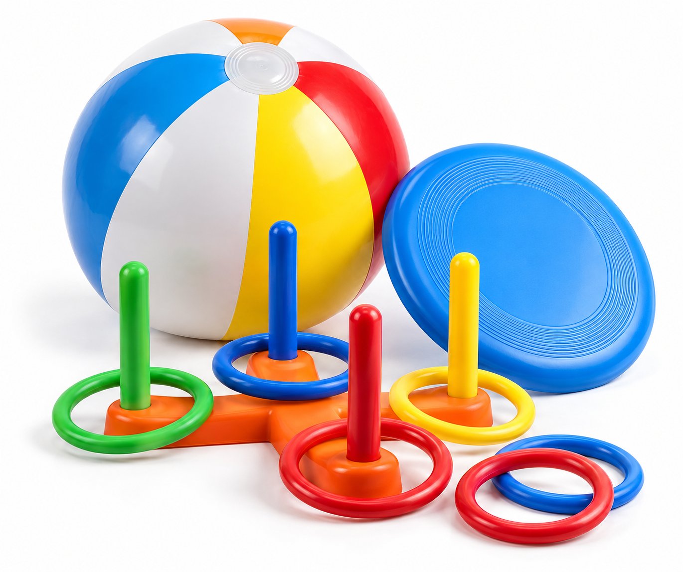 Outdoor Sports Set with Beach Ball and Ring Toss for Group Play outdoor sports toy set for group play