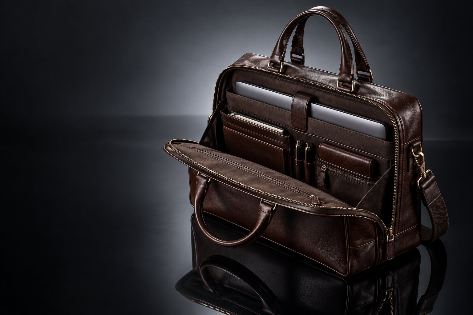 Leather Business Briefcase 15.6" Laptop laptop bag