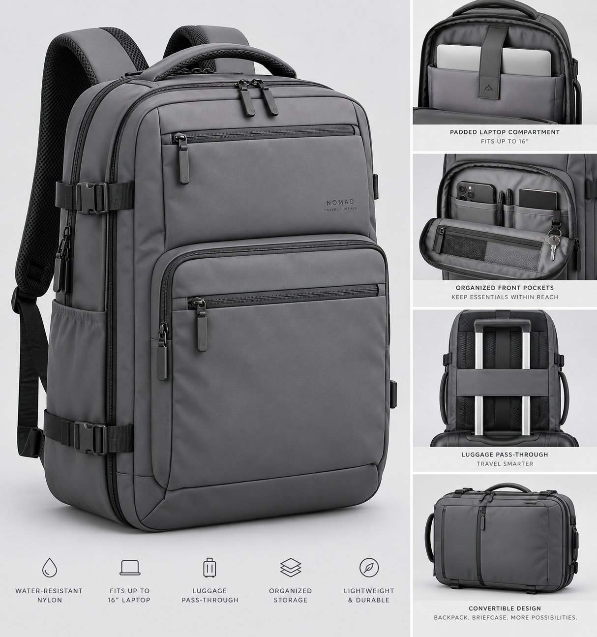 Convertible Travel Backpack 35L