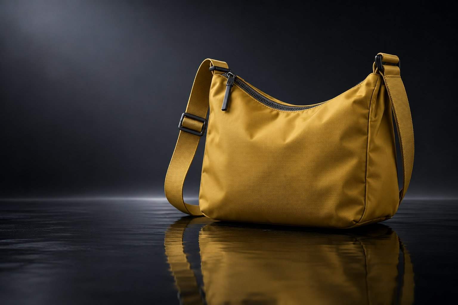 Lightweight nylon shoulder crossbody bag with adjustable strap