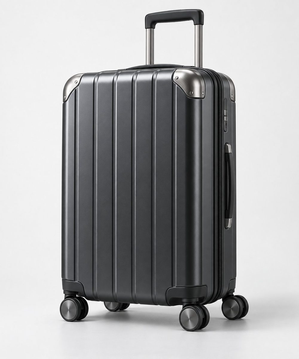 Charcoal 26-inch business hardshell trolley case with brushed metal corners