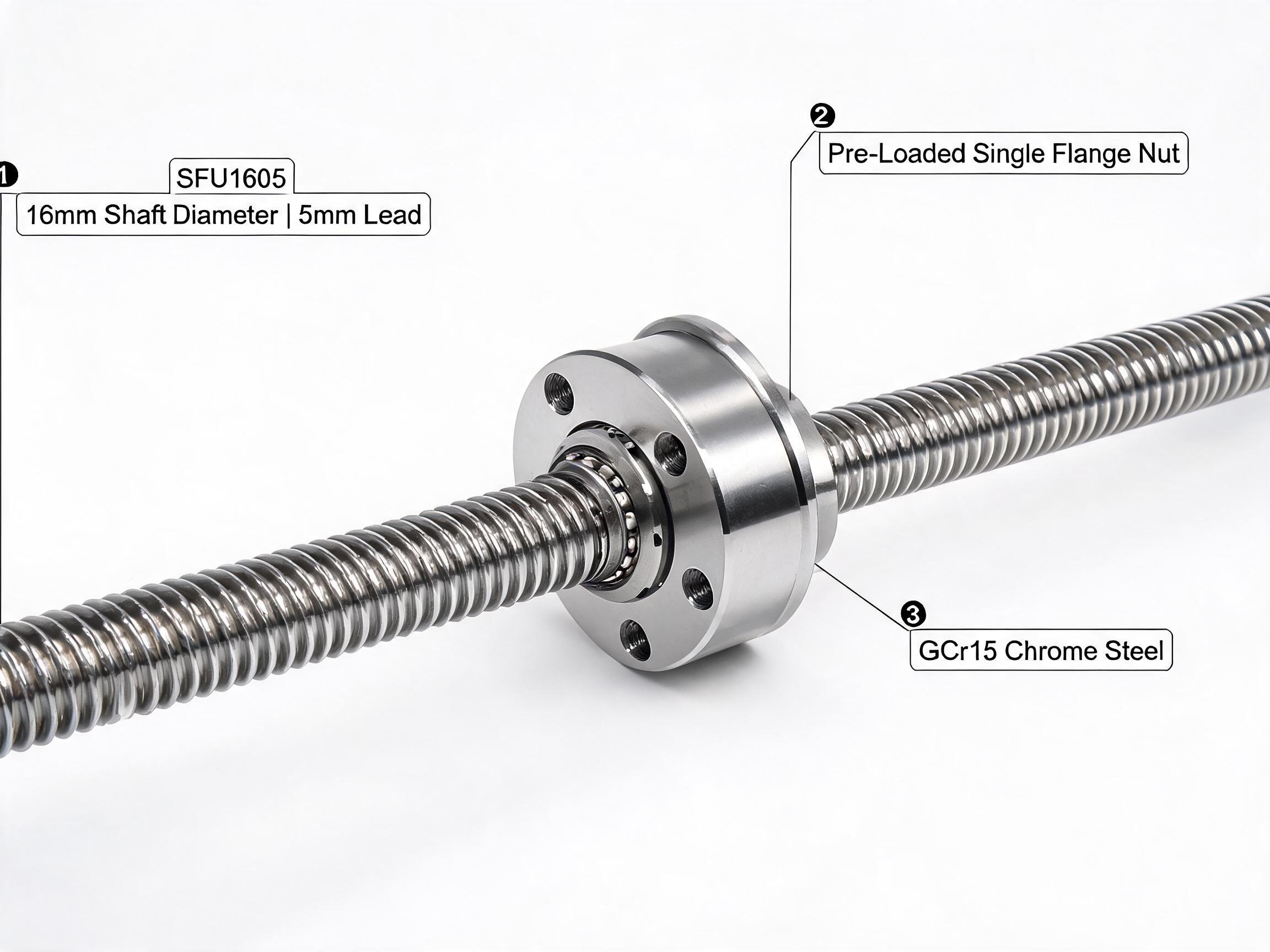SFU Series Rolled Ball Screw Assembly SFU1605 ball screw assembly