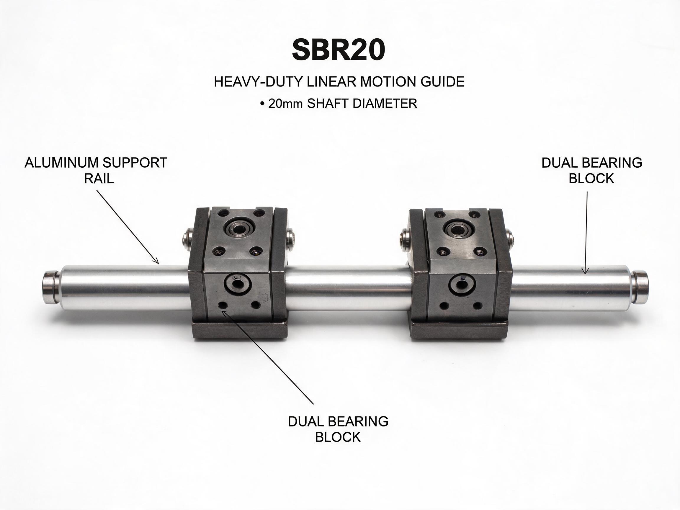 SBR20 Heavy-Duty Linear Motion Guide Unit with Dual Bearing Blocks SBR20 linear guide unit