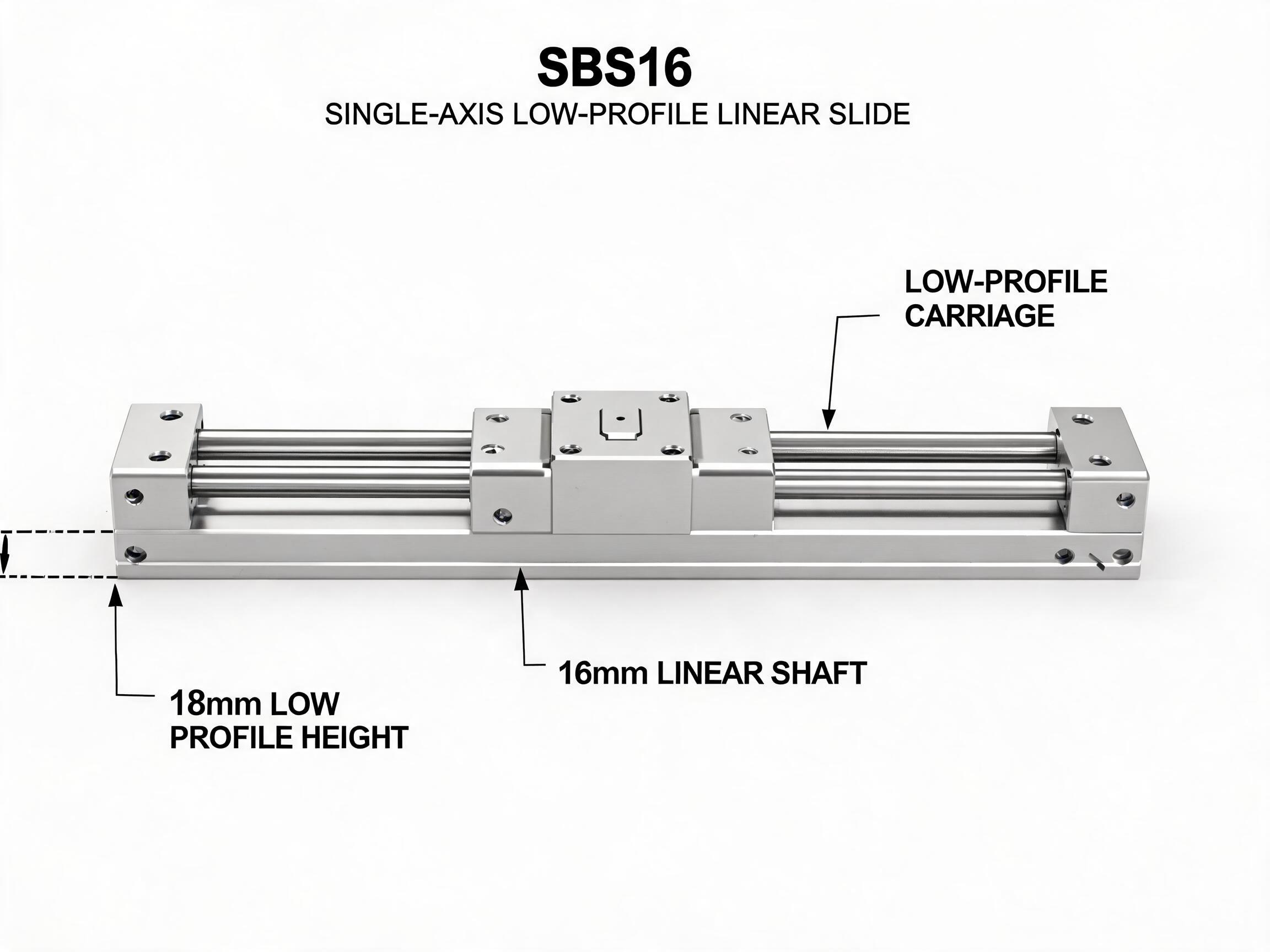SBS16 Single-Axis Linear Motion Slide Unit with Low-Profile Carriage SBS16 low profile slide