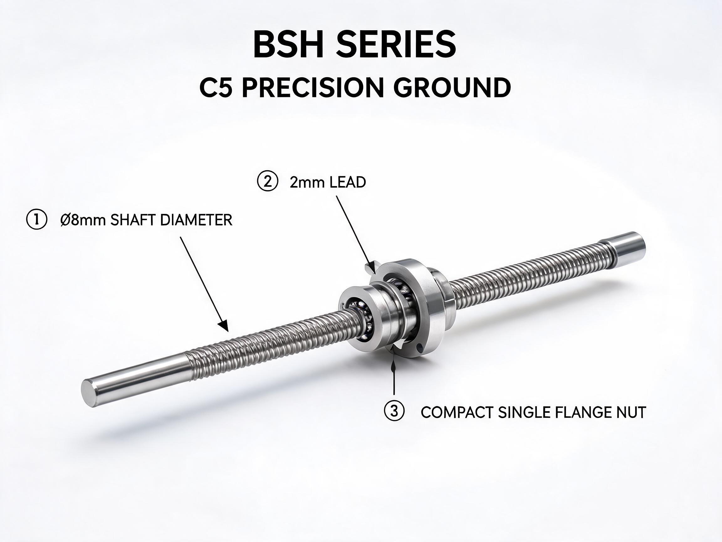 BSH Series Miniature Ground Ball Screw for Precision Instruments BSH0802 miniature ball screw