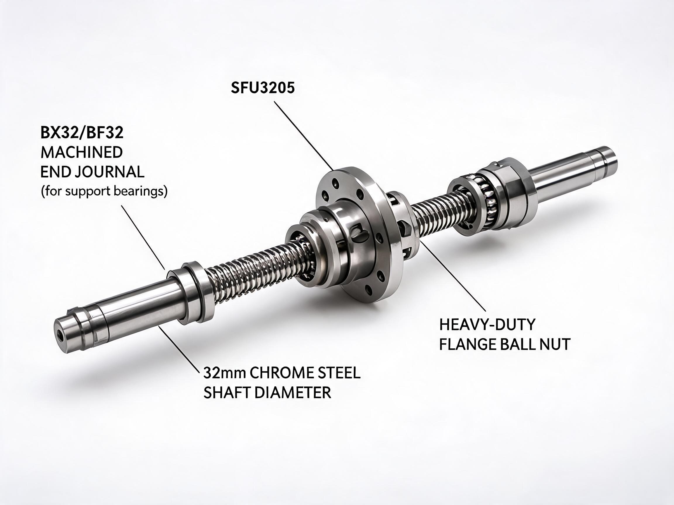 SFU2510 Rolled Ball Screw Assembly with Flange Nut 25mm 10mm lead rolled ball screw