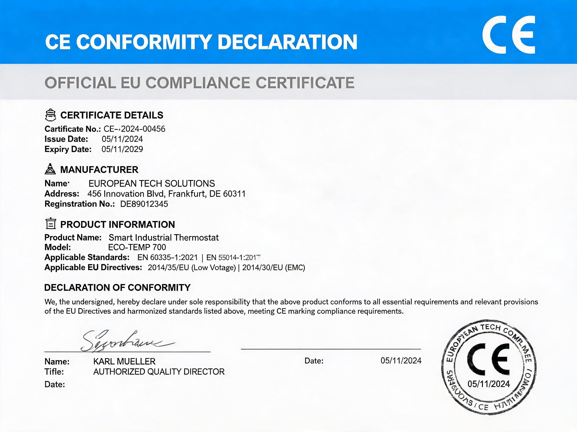 CE Conformity Declaration Xiamen Dongfeng Bearing Mechanical & Electrical Co., Ltd. certification
