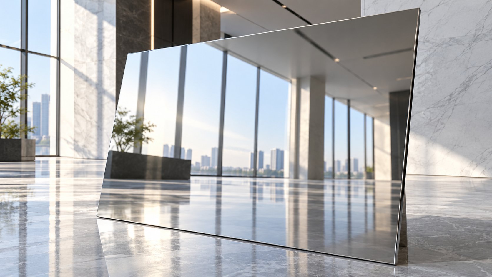 Mirror finish stainless steel decorative panel