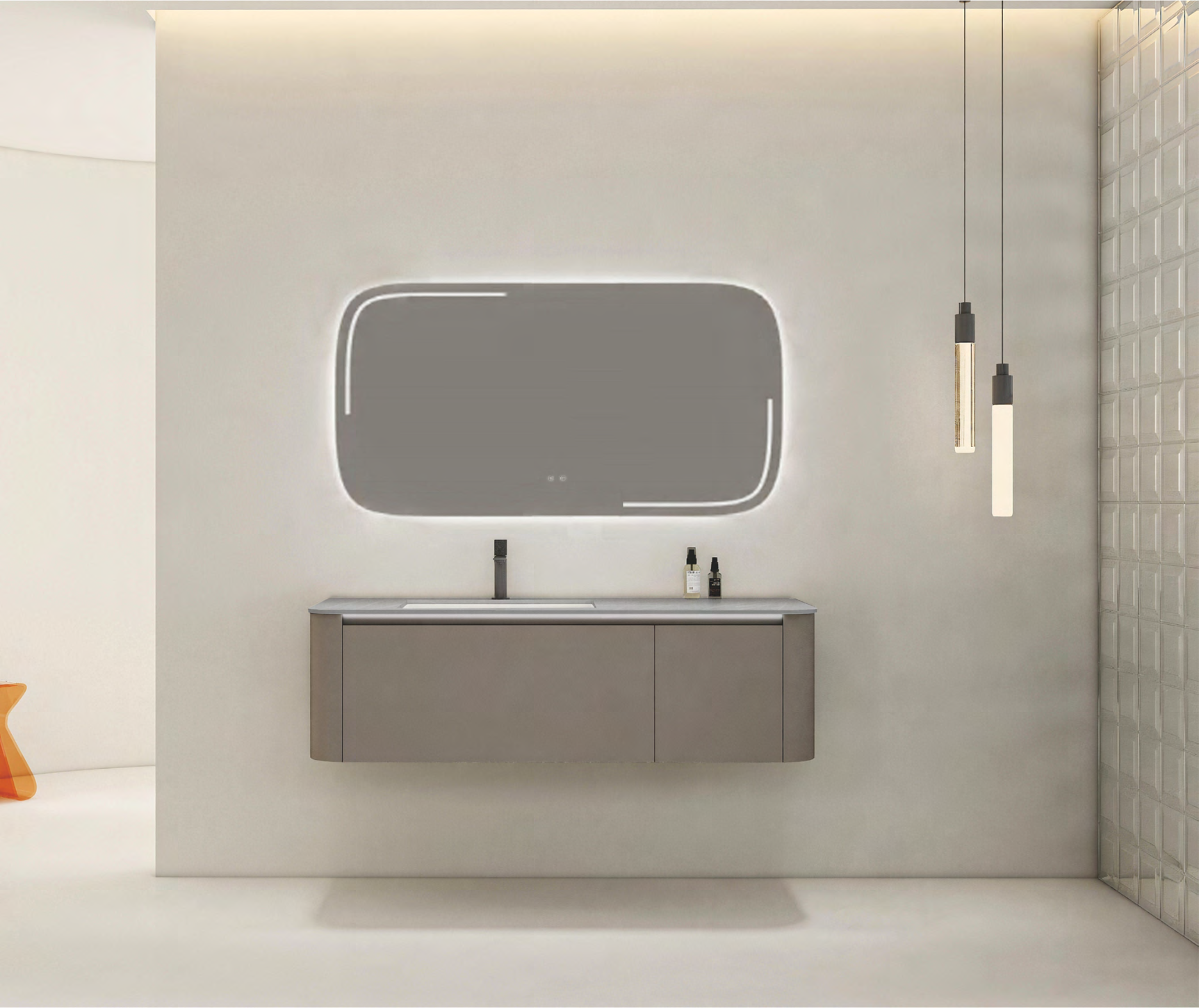 AF-3516 Oak Bathroom Vanity with LED Mirror bathroom vanity