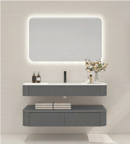 AF-3525-1200 Mocha Grey Bathroom Vanity with LED Anti-Fog Mirror AF-3525-1200