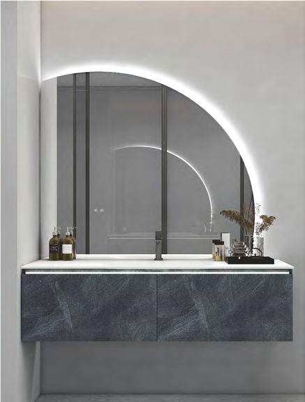 AF-3515 Phantom Grey Bathroom Vanity with LED Mirror Cabinet AF-3515