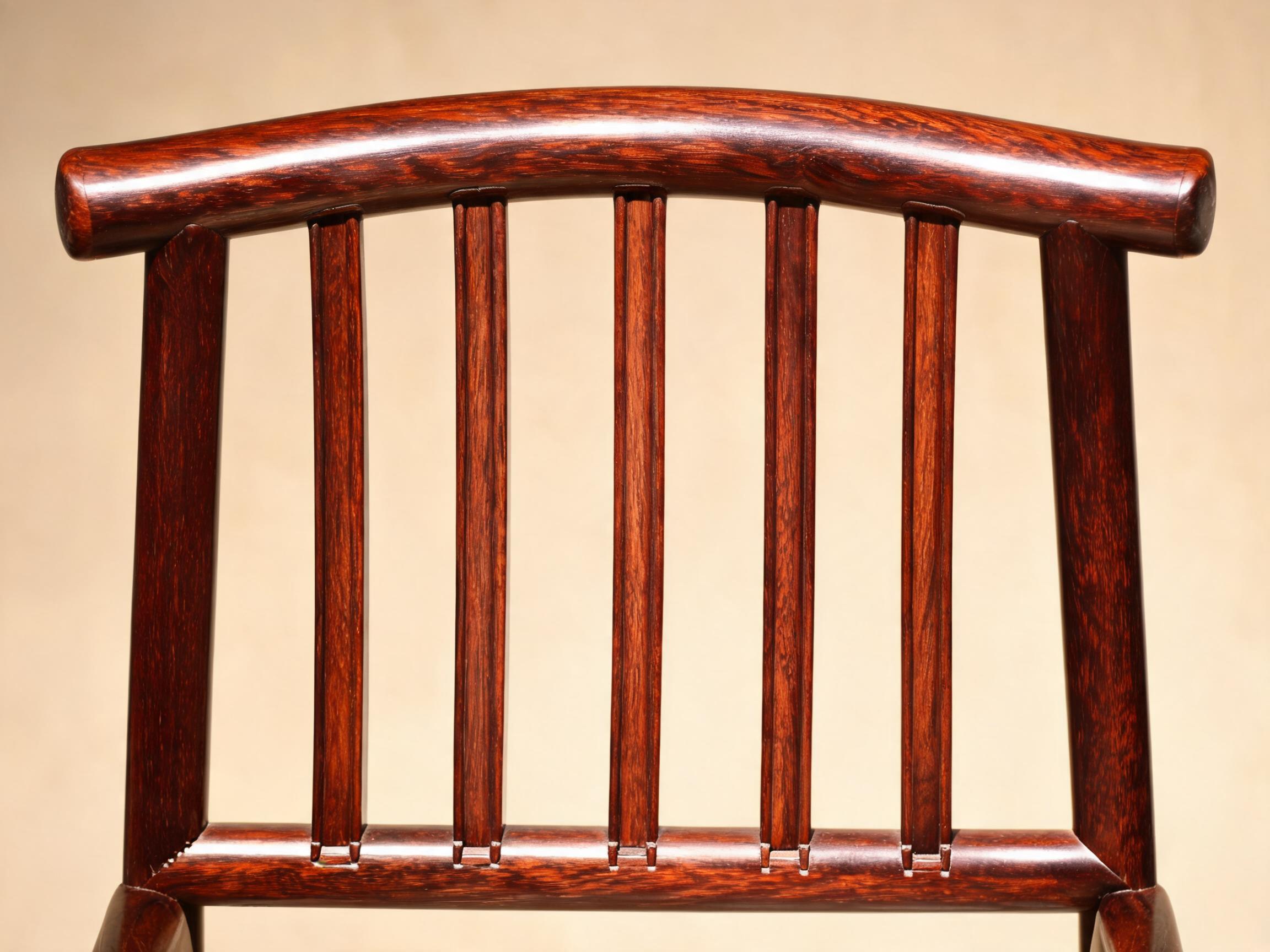 Ming-style open-slat chair backrest with hand-fitted slats in rail mortises