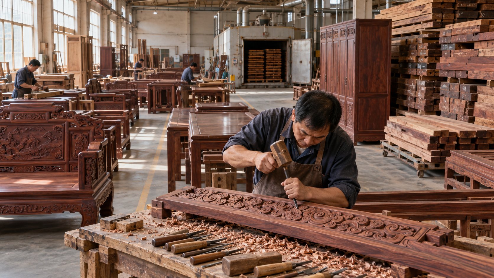 How Does a Chinese Rosewood Furniture Factory Manage Production Capacity and Delivery Reliability Across Repeat Container Orders?