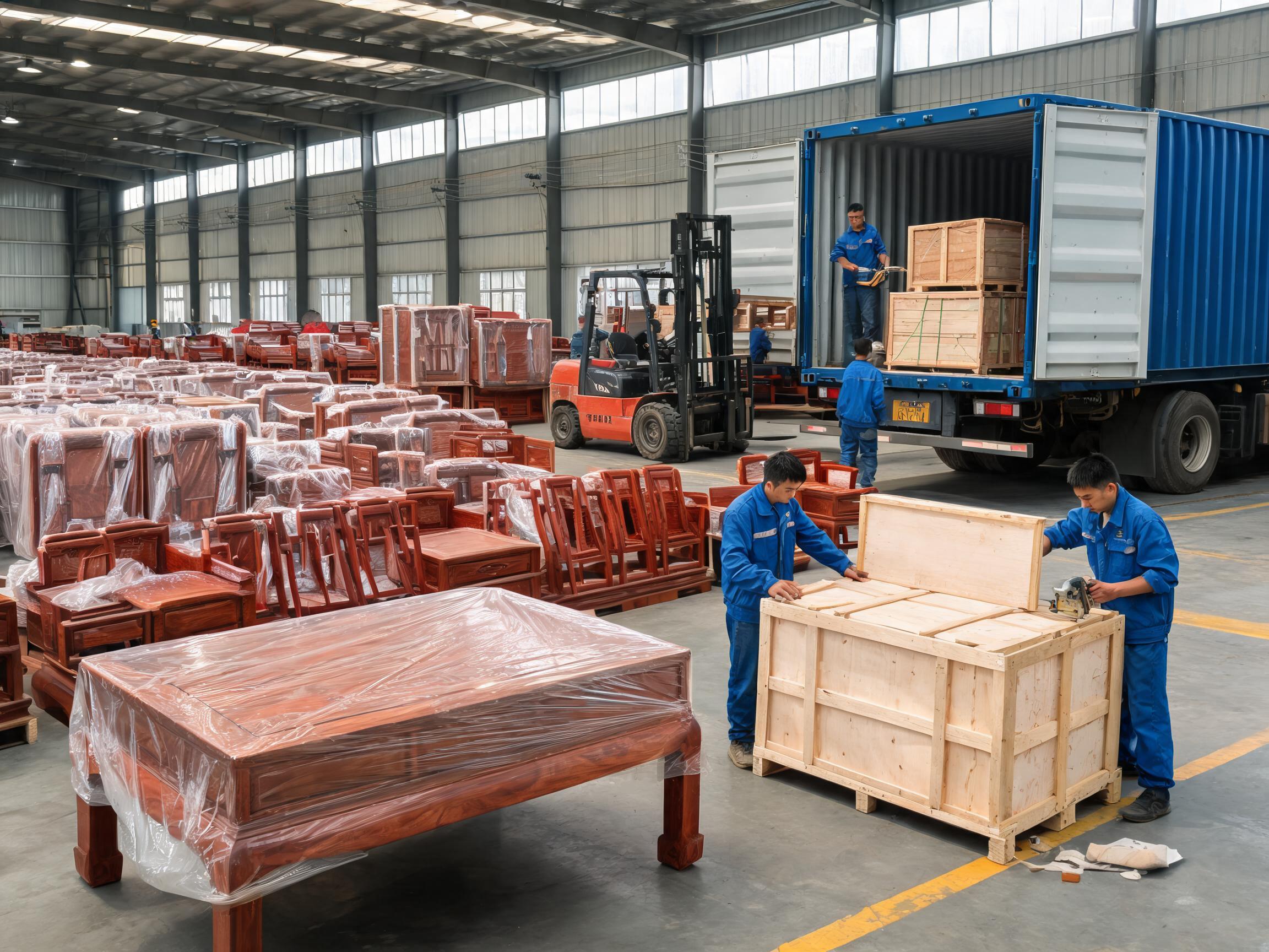Export packing and warehouse for redwood furniture