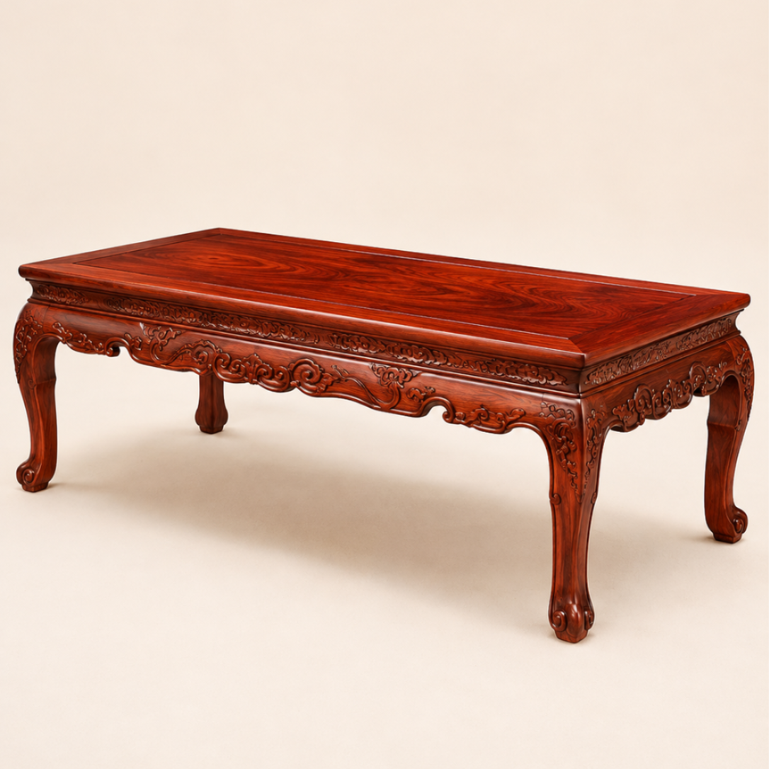 Classical Siamese Rosewood Tea Table with Carved Cloud Apron rosewood tea table