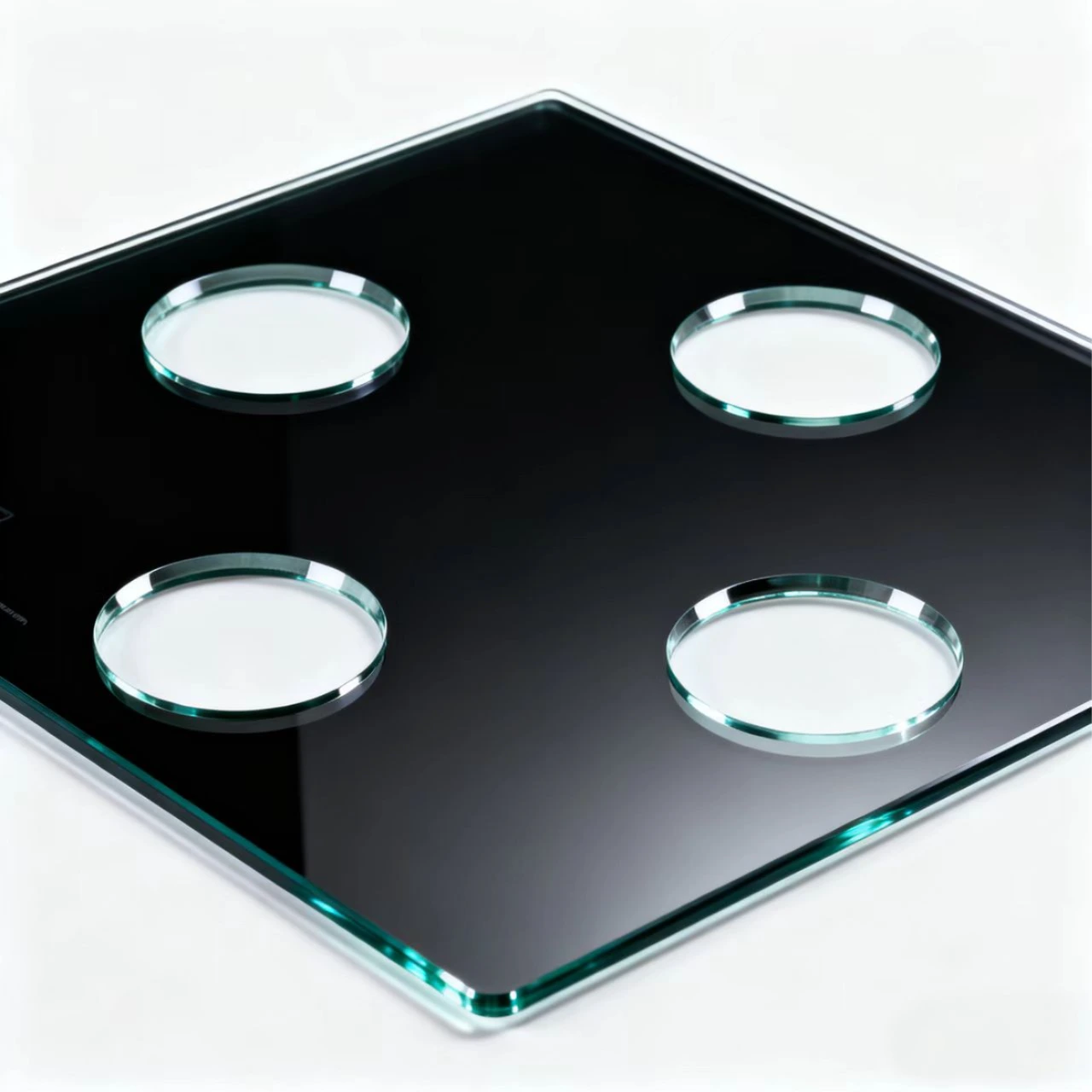 Cooktop glass panel front view for gas hob