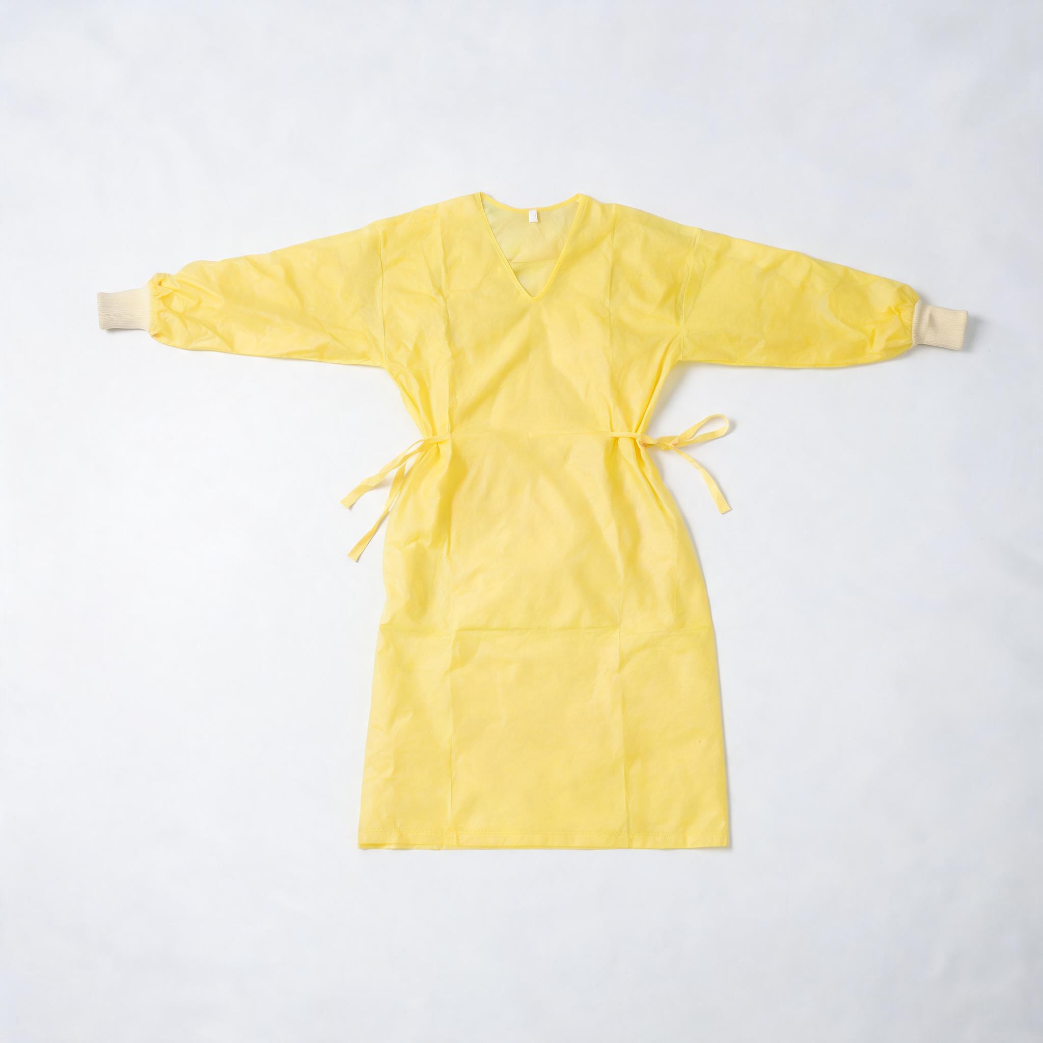 SMS Isolation Gown Yellow Knit Cuff isolation gown